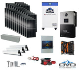 15KW Complete Offgrid Solar Kit + EG4 18kPV + 32KW OMO 48V Freedom Series Lithium Battery + 15.4KW Solar with Roof Mounting Rails and Wiring
