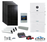 2.28KW Complete Offgrid Solar Kit + 10K 120V/240V OMO E-Line Inverter + 2x 10.24KW OMO E-Line Lithium Battery +2.28KW Solar with Roof Mounting Rails and Wiring