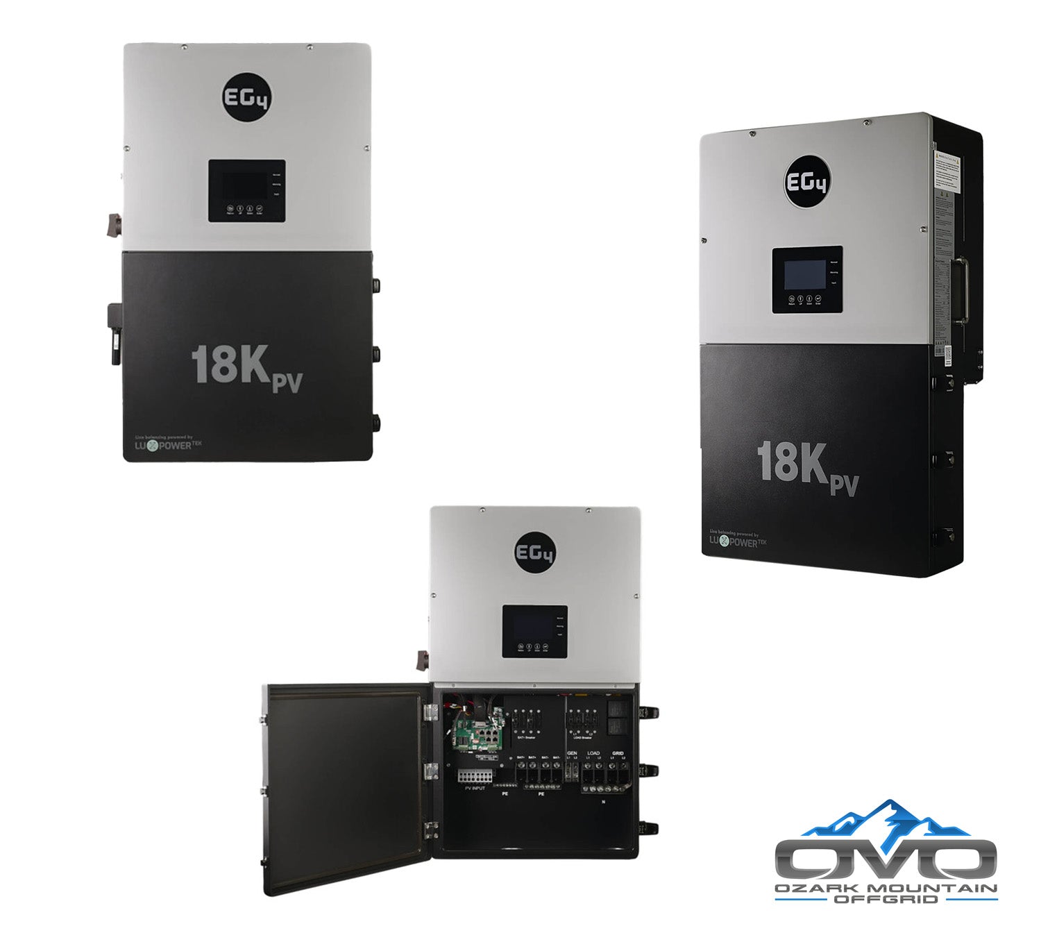 25KW Complete Offgrid Solar Kit + EG4 18kPV + 32KW OMO 48V Freedom Series Lithium Battery + 26.4KW Solar with Roof Mounting Rails and Wiring