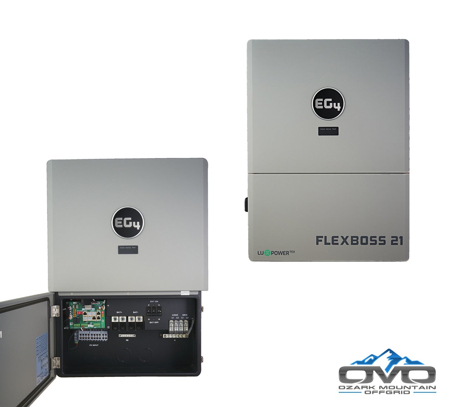 25KW Complete Offgrid Solar Kit + EG4 FlexBOSS21 + 2x 14.3KW 48V EG4 Lithium Indoor Wall Battery + 26.4KW Solar with Roof Mounting Rails and Wiring